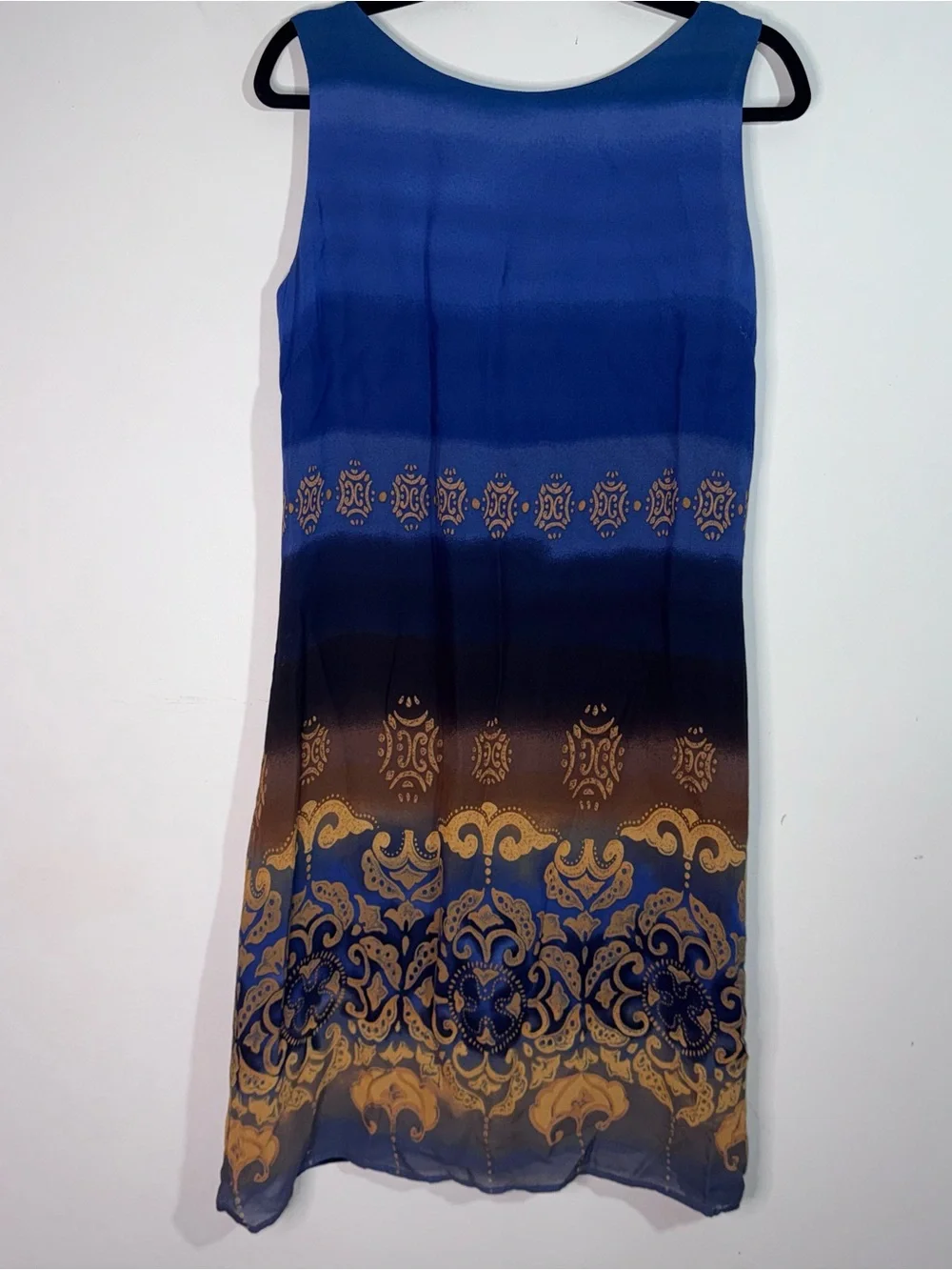 Lapis Los Angeles Blue Ombre Sleeveless Midi Dress Women’s Large Rayon Made USA